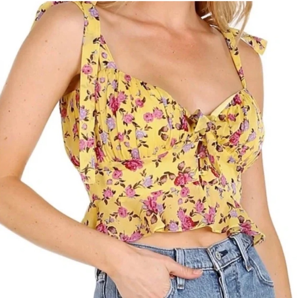 For Love And Lemons Yellow Beaumont Top